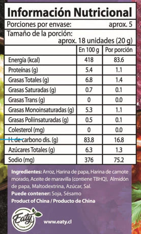 TASTY SNAX CAMOTE MORADO 100g - EATY