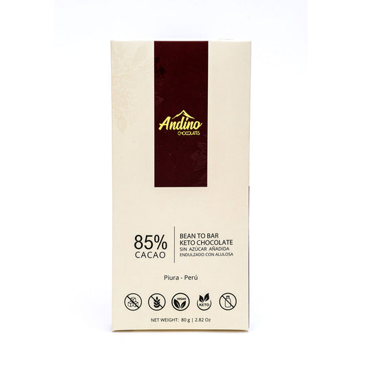 BARRA DE CHOCOLATE KETO ANDINO 85% ALULOSA - 80g
